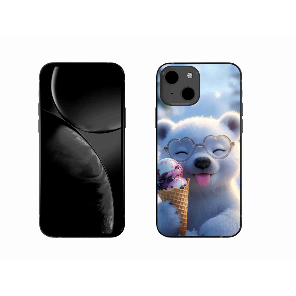 Gélový kryt mmCase na iPhone 13 - medvedík so zmrzlinou