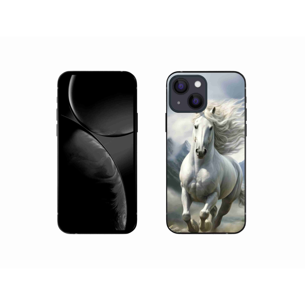 Gélový kryt mmCase na iPhone 13 Mini - bežiaci biely kôň 3