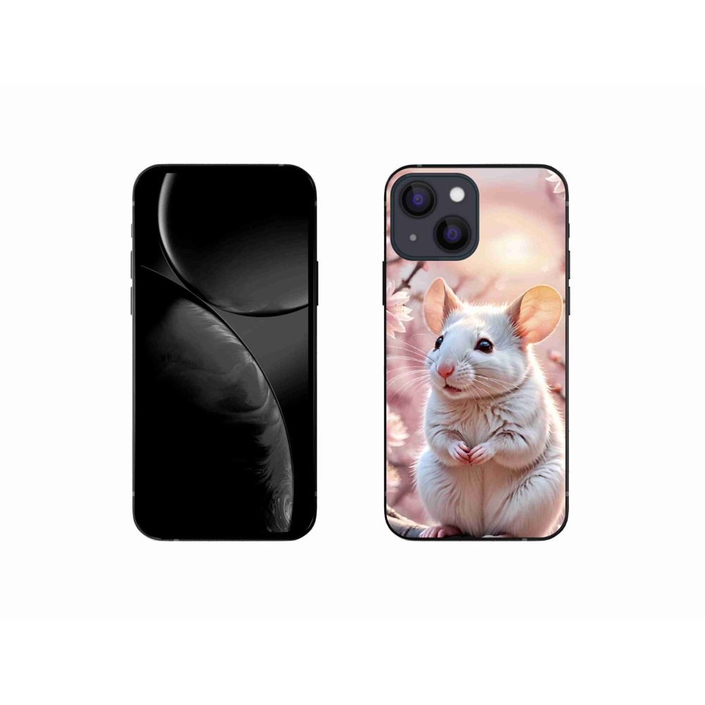 Gélový kryt mmCase na iPhone 13 Mini - biela myš na vetve