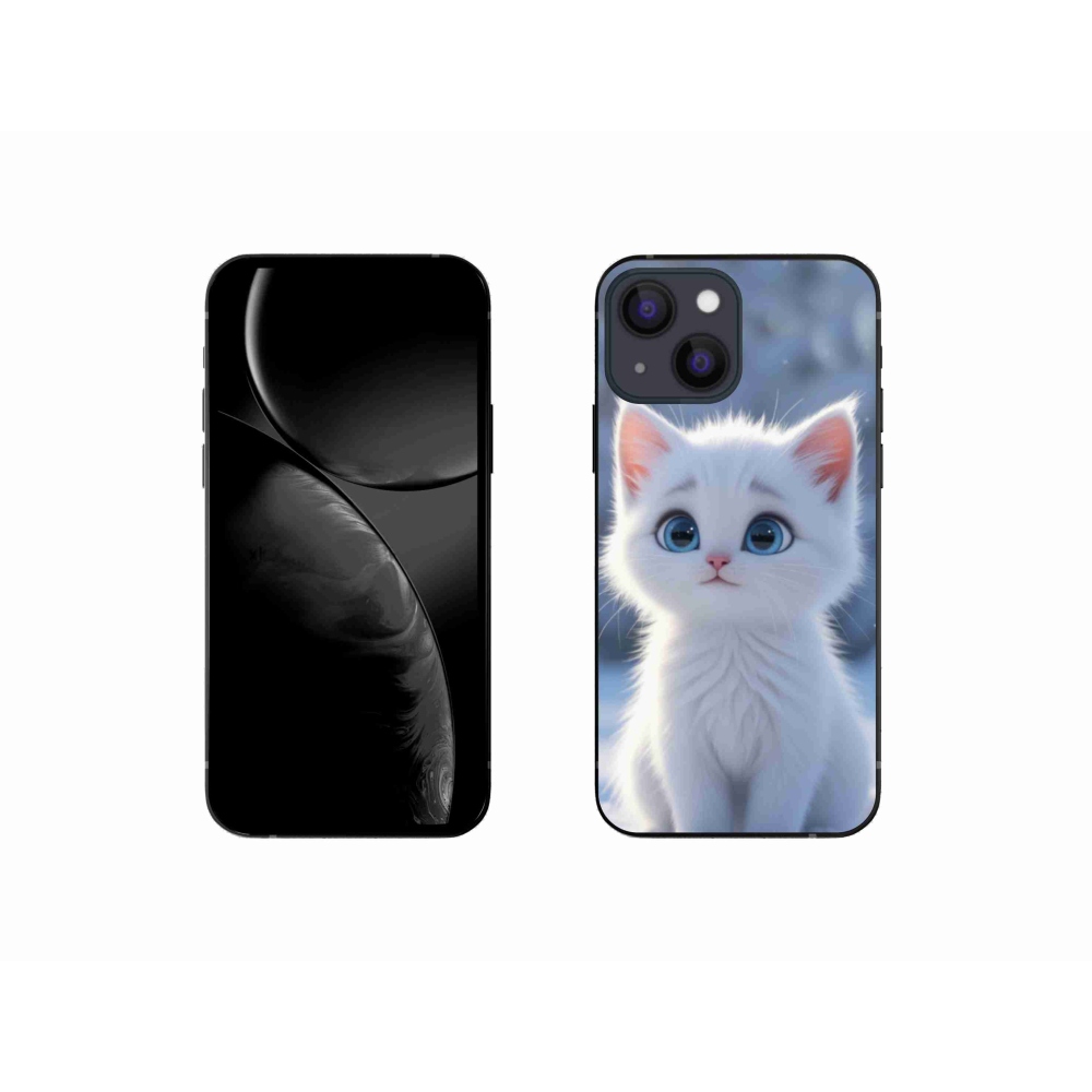 Gélový kryt mmCase na iPhone 13 Mini - biele mačiatko 3