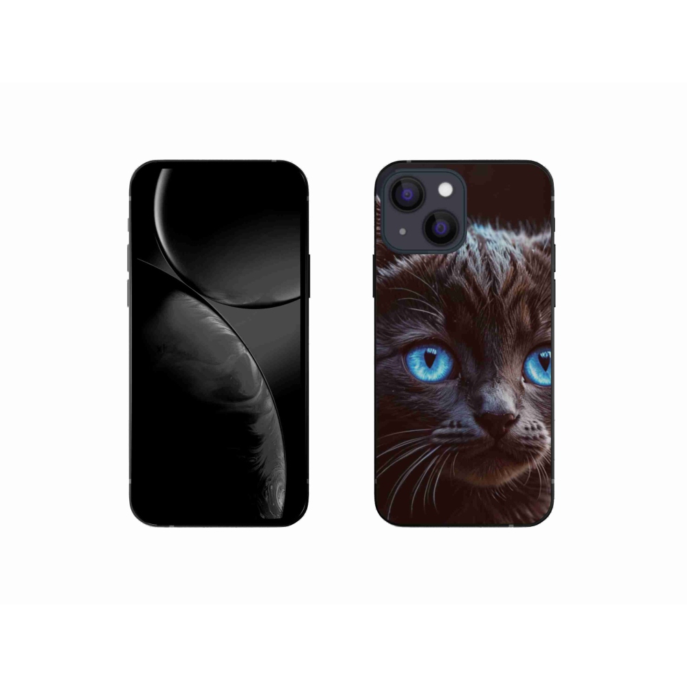 Gélový kryt mmCase na iPhone 13 Mini - čierne mačiatko 2