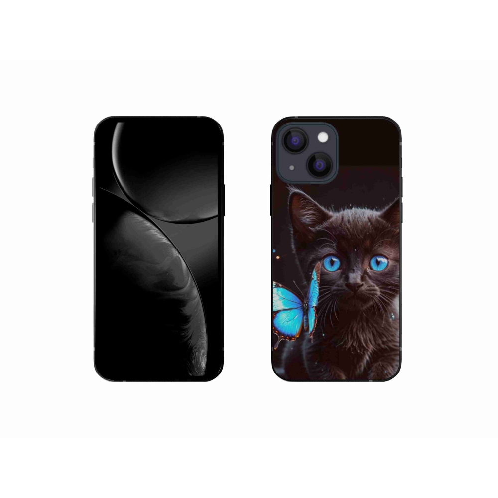 Gélový kryt mmCase na iPhone 13 Mini - čierne mačiatko 3