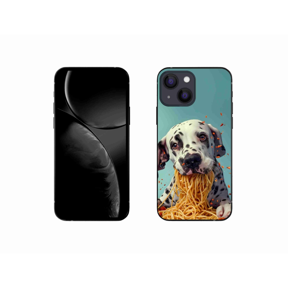 Gélový kryt mmCase na iPhone 13 Mini - dalmatín a špagety
