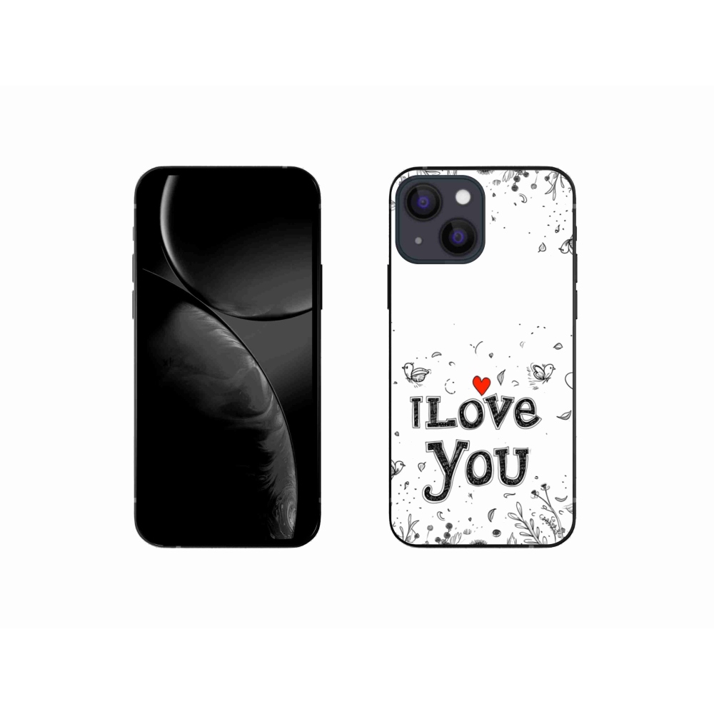 Gélový kryt mmCase na iPhone 13 Mini - I love you biele pozadie