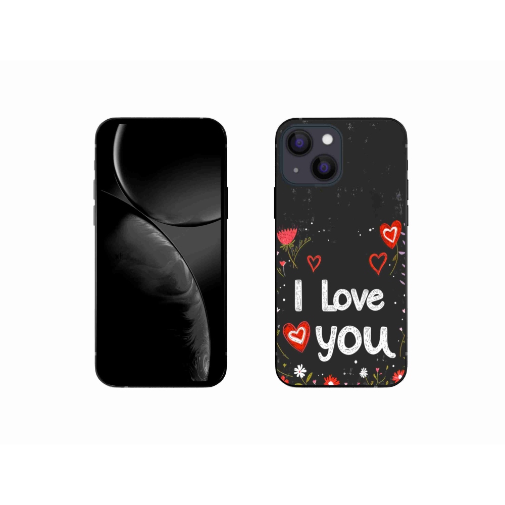 Gélový kryt mmCase na iPhone 13 Mini - I love you čierne pozadie