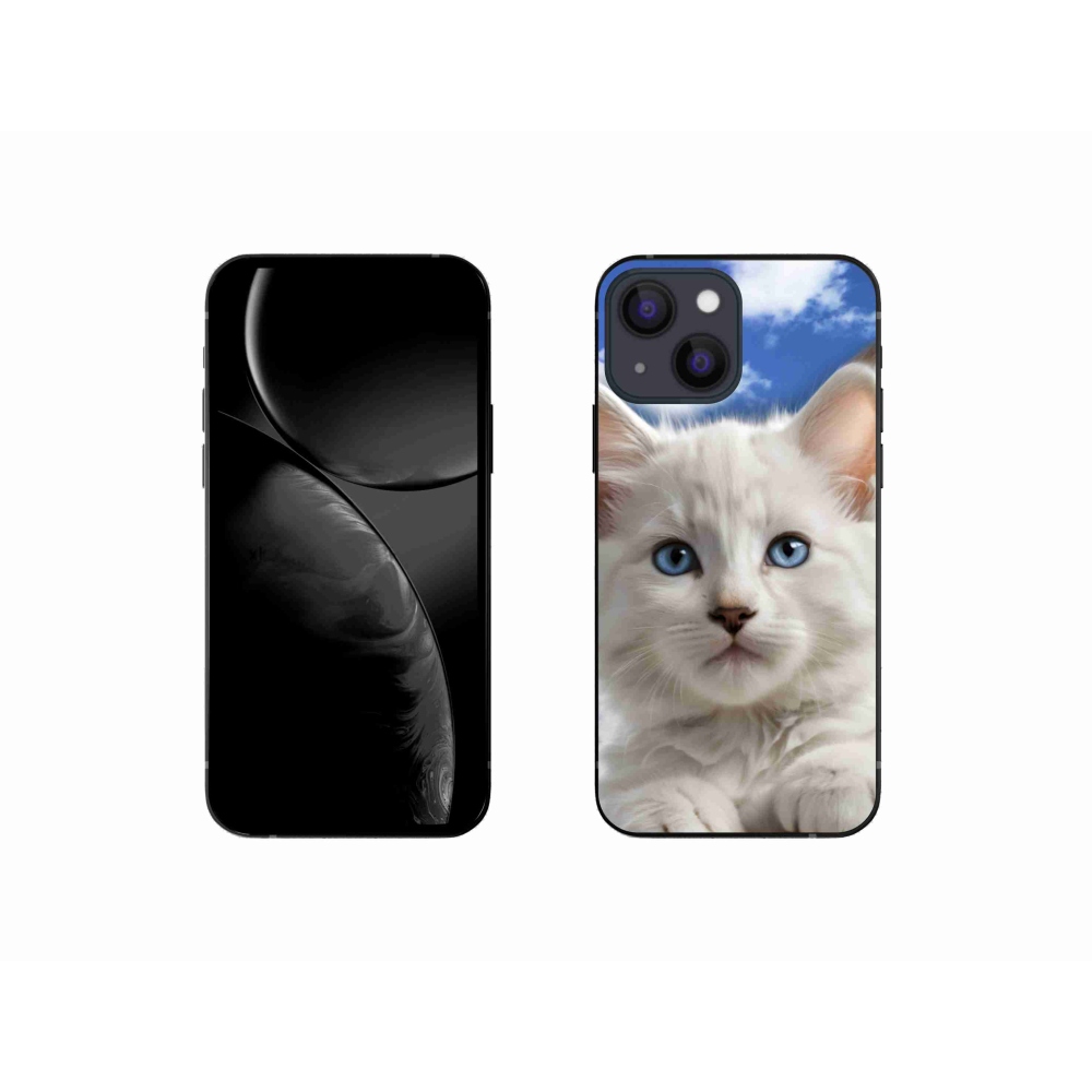 Gélový kryt mmCase na iPhone 13 Mini - mačiatko a oblaky