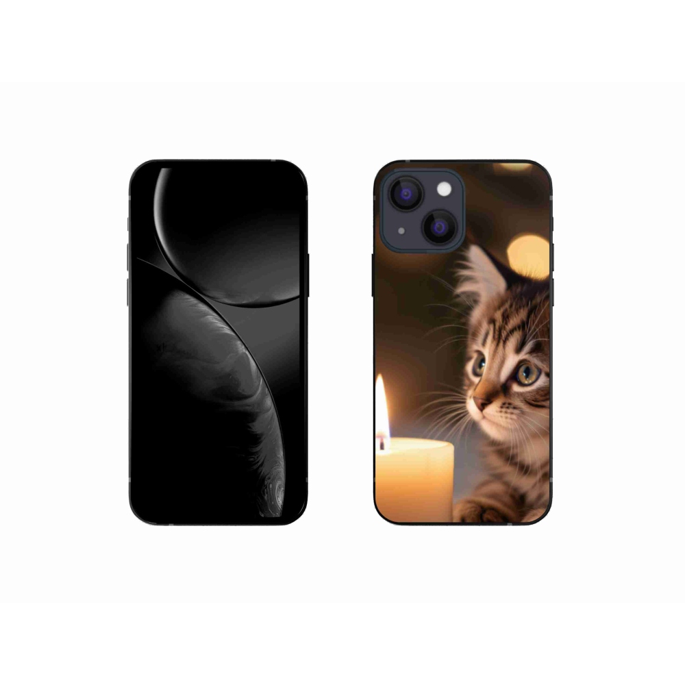 Gélový kryt mmCase na iPhone 13 Mini - mačiatko a sviečka