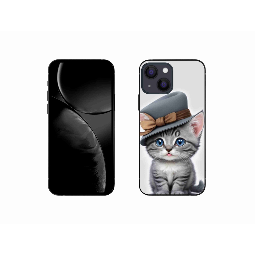 Gélový kryt mmCase na iPhone 13 Mini - mačiatko s klobúkom