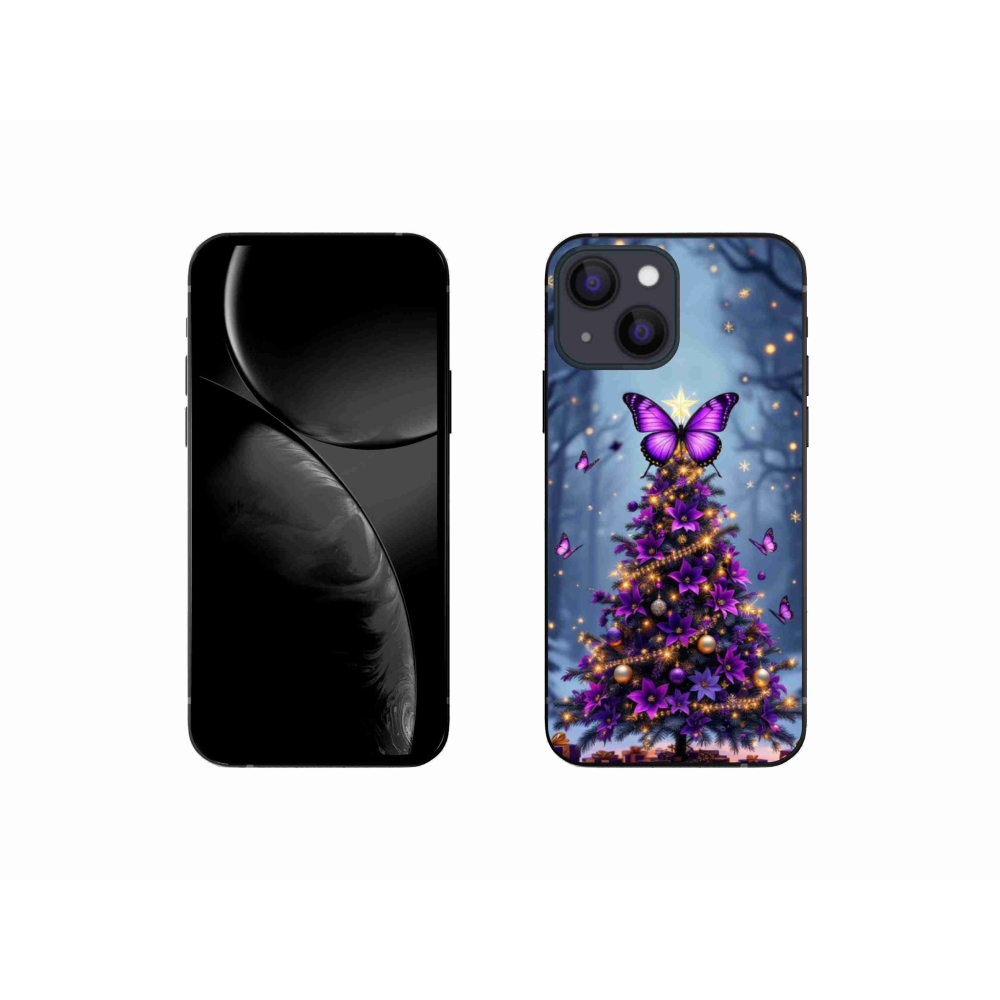 Gélový kryt mmCase na iPhone 13 Mini - motýlí vianočný stromček