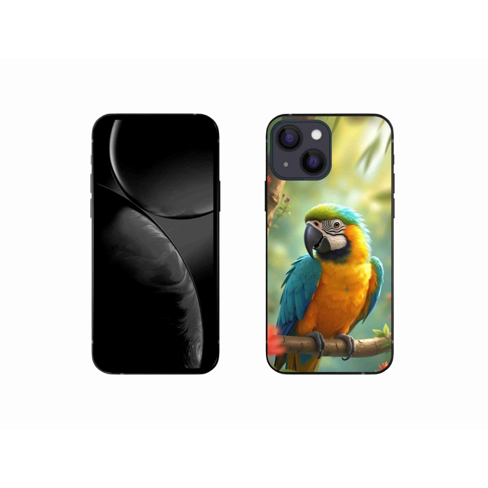 Gélový kryt mmCase na iPhone 13 Mini - papagáj ara modrožltá