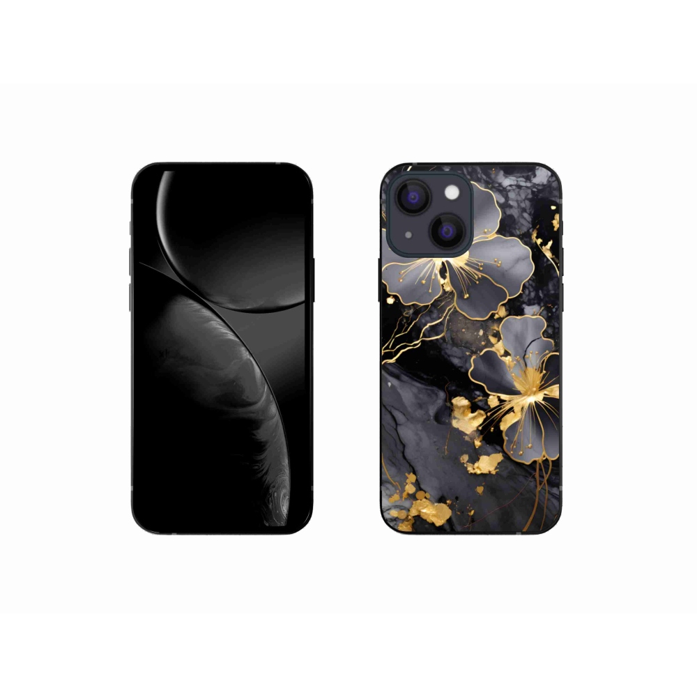 Gélový kryt mmCase na iPhone 13 Mini - zlaté kvety