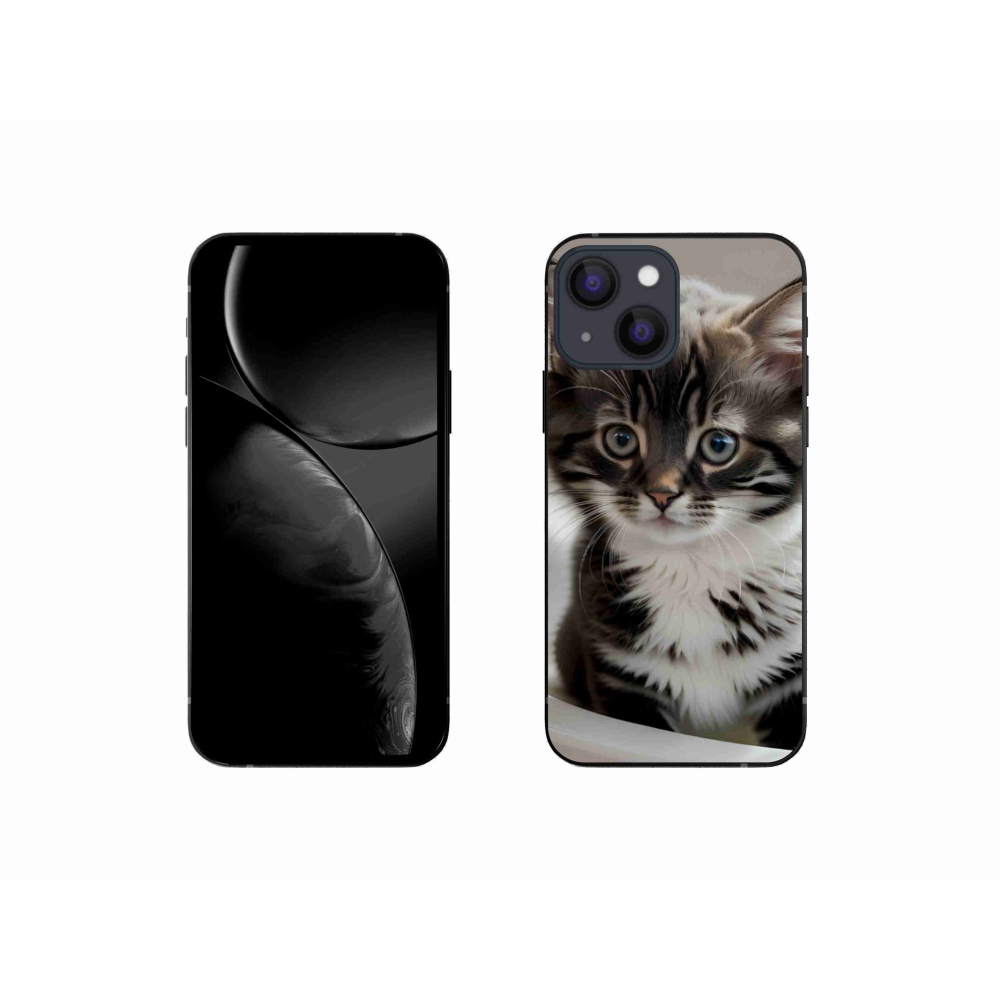 Gélový kryt mmCase na iPhone 13 Mini - zvedavé mačiatko