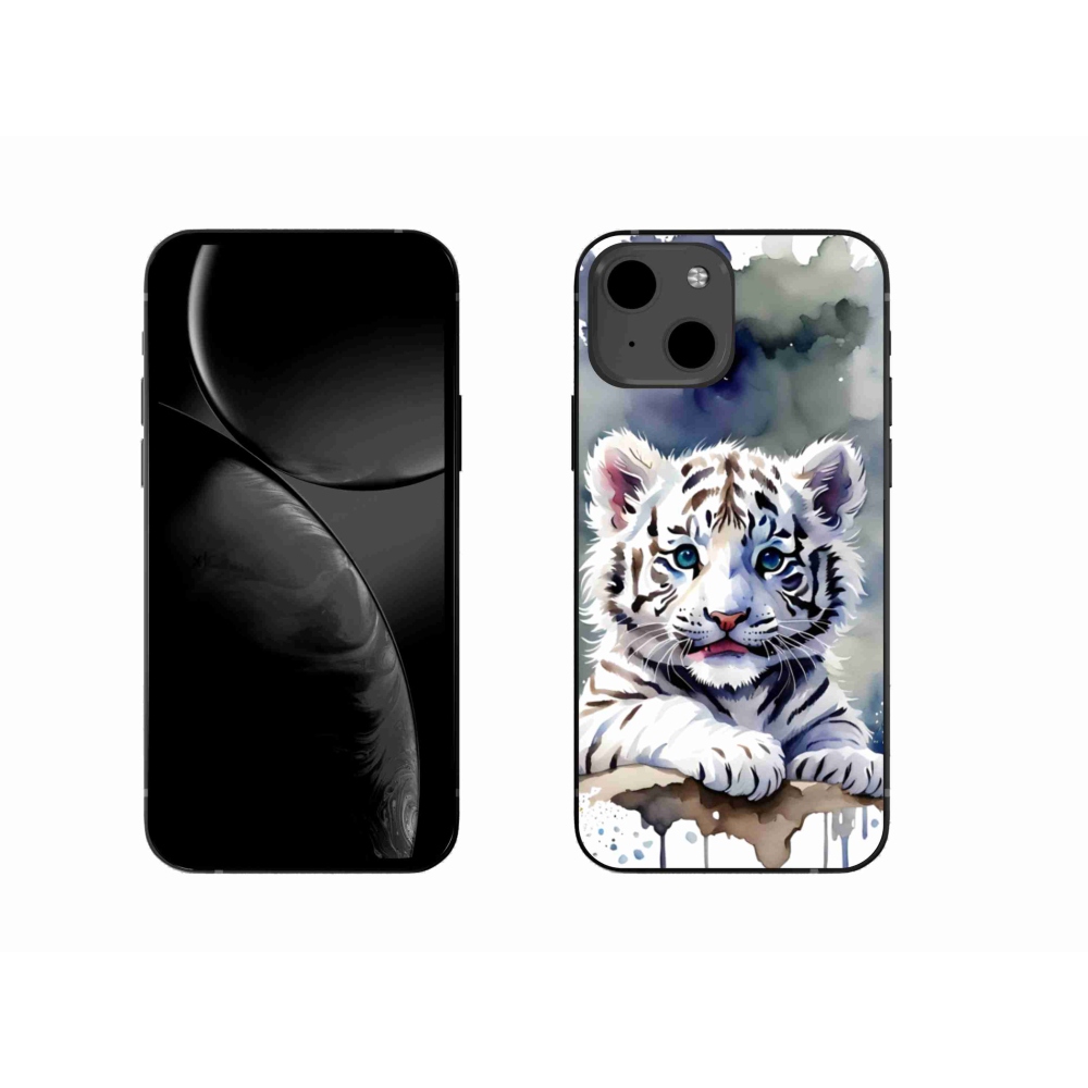Gélový kryt mmCase na iPhone 13 - mláďa bieleho tigra