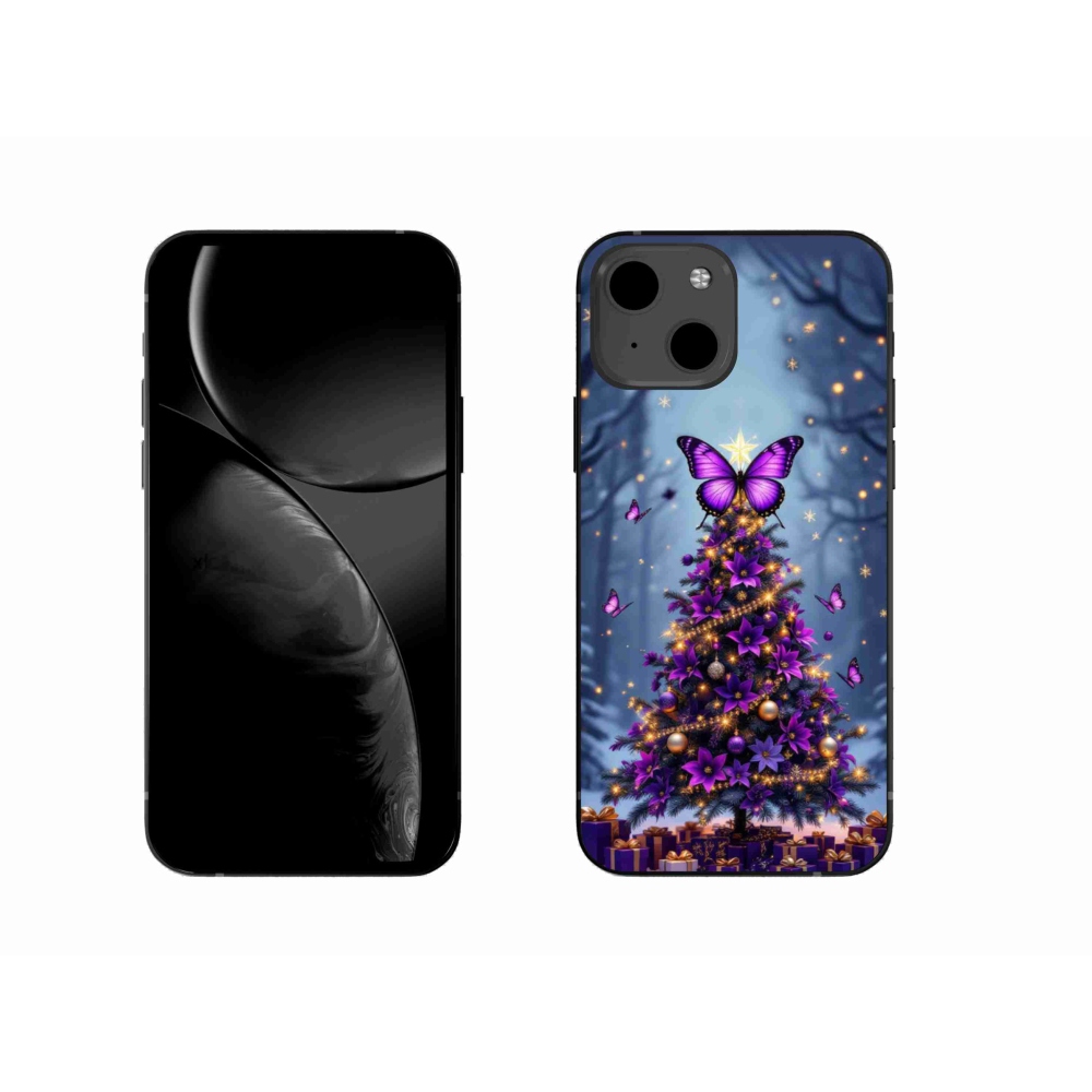 Gélový kryt mmCase na iPhone 13 - motýlí vianočný stromček