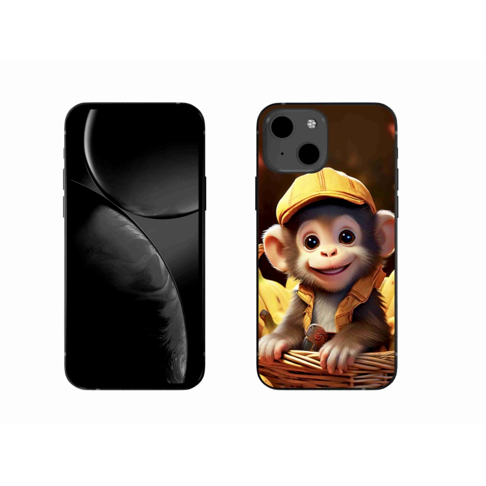 Gélový kryt mmCase na iPhone 13 - opice v košíku