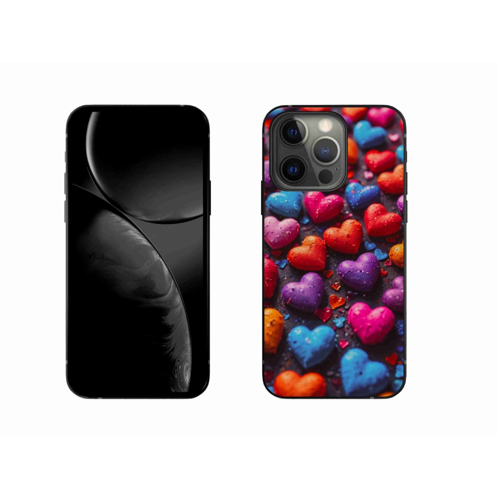 Gélový kryt mmCase na iPhone 13 Pro - farebné srdcia