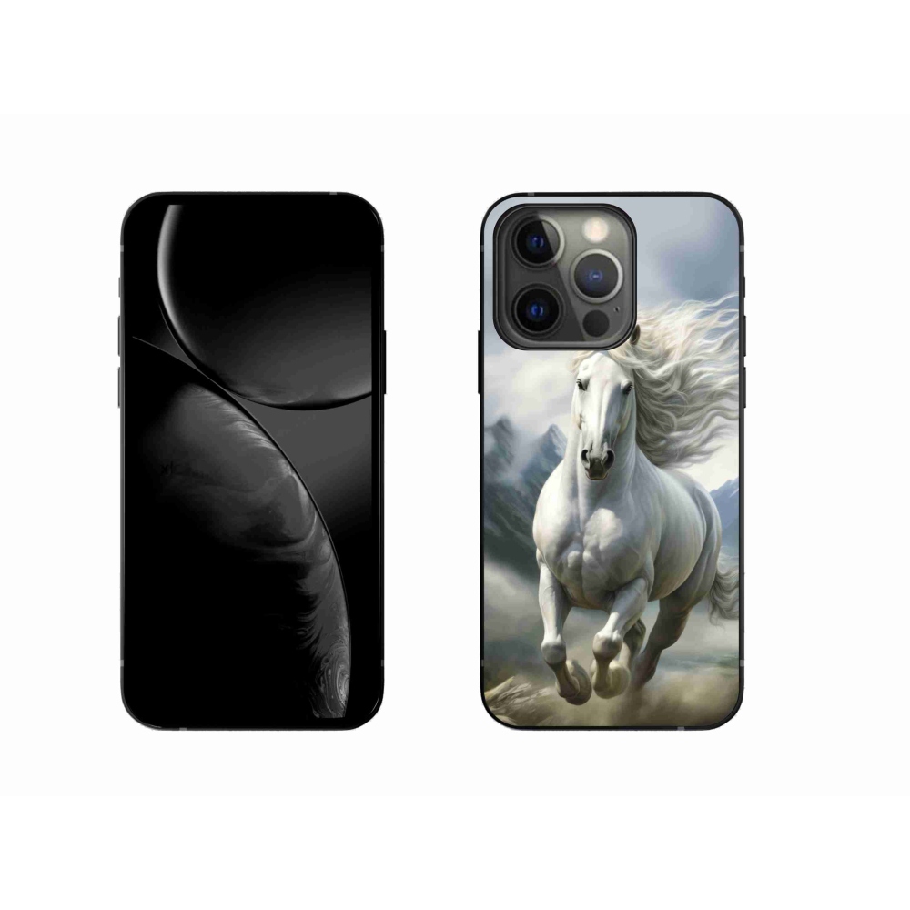 Gélový kryt mmCase na iPhone 13 Pro - bežiaci biely kôň 3