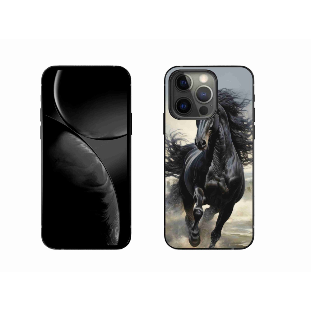Gélový kryt mmCase na iPhone 13 Pro - bežiaci čierny kôň