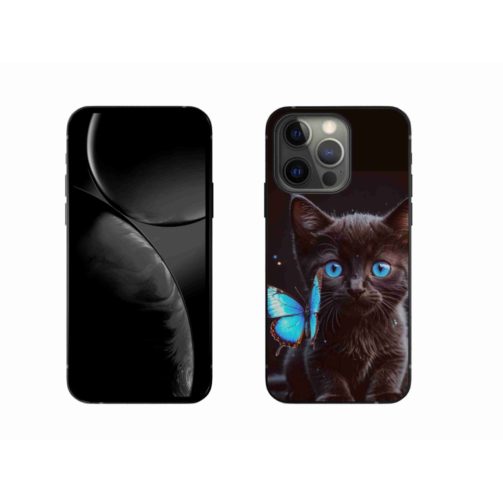 Gélový kryt mmCase na iPhone 13 Pro - čierne mačiatko 3