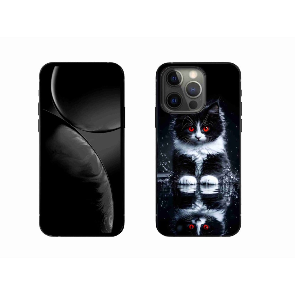 Gélový kryt mmCase na iPhone 13 Pro - čiernobiele mačiatko