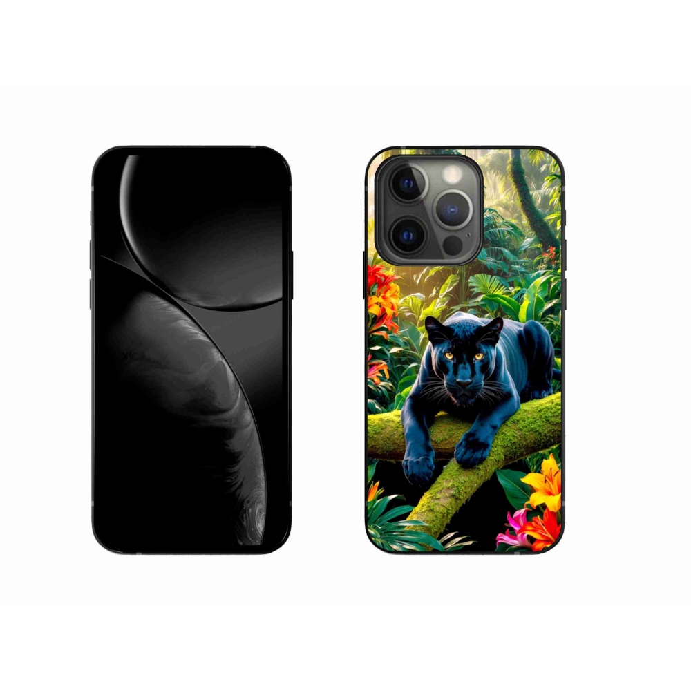 Gélový kryt mmCase na iPhone 13 Pro - čierny panter v džungli