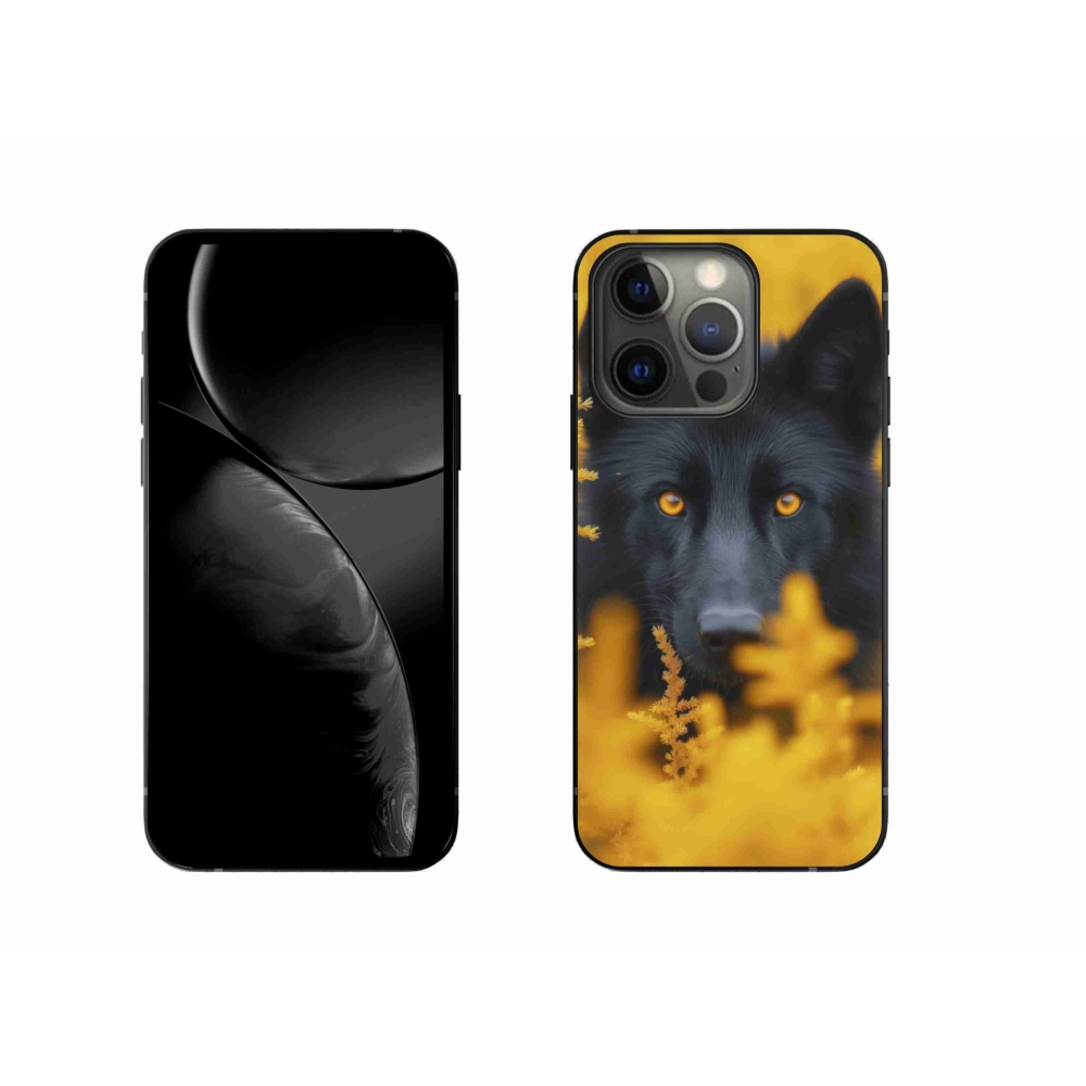Gélový kryt mmCase na iPhone 13 Pro - čierny vlk 2
