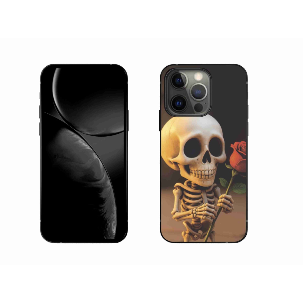 Gélový kryt mmCase na iPhone 13 Pro - kostlivec s ružou
