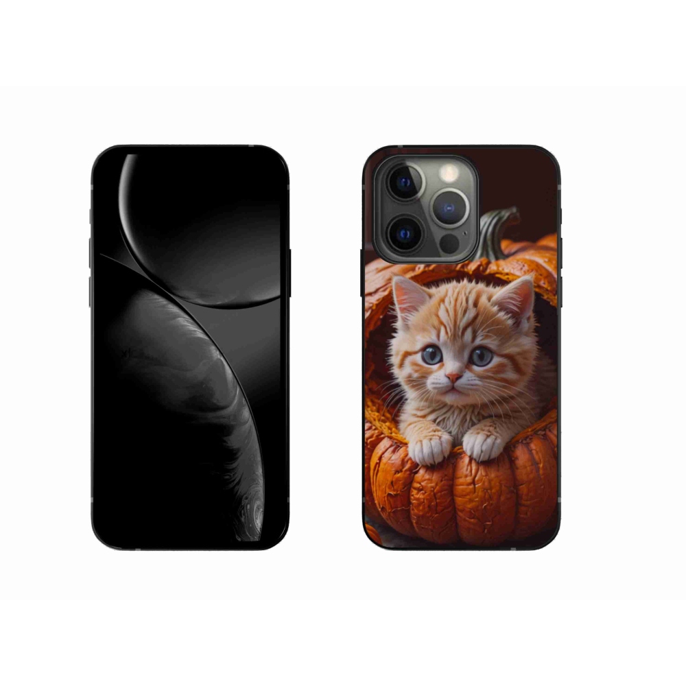 Gélový kryt mmCase na iPhone 13 Pro - mačiatko a tekvica 2