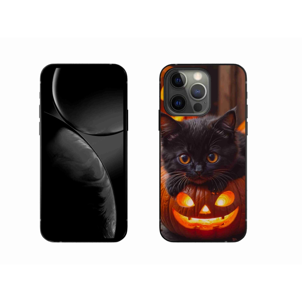 Gélový kryt mmCase na iPhone 13 Pro - mačiatko a tekvica