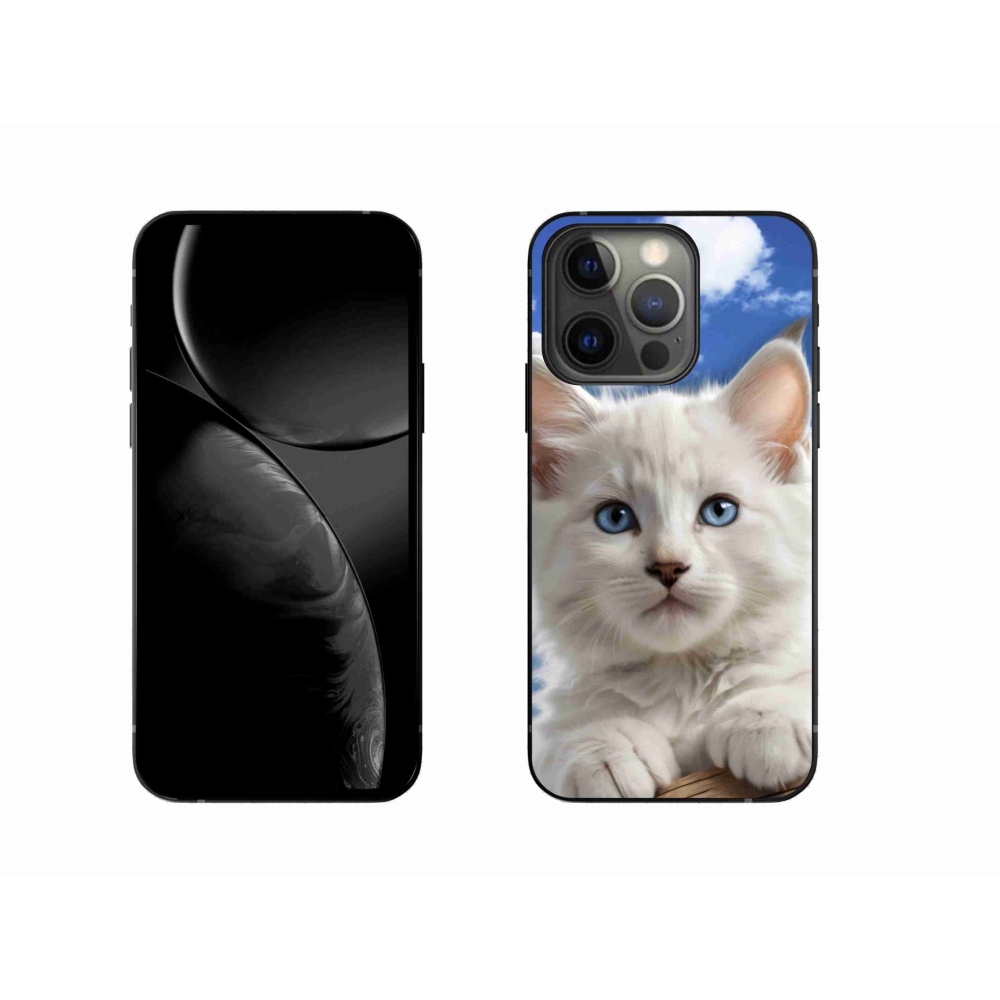 Gélový kryt mmCase na iPhone 13 Pro - mačiatko a oblaky