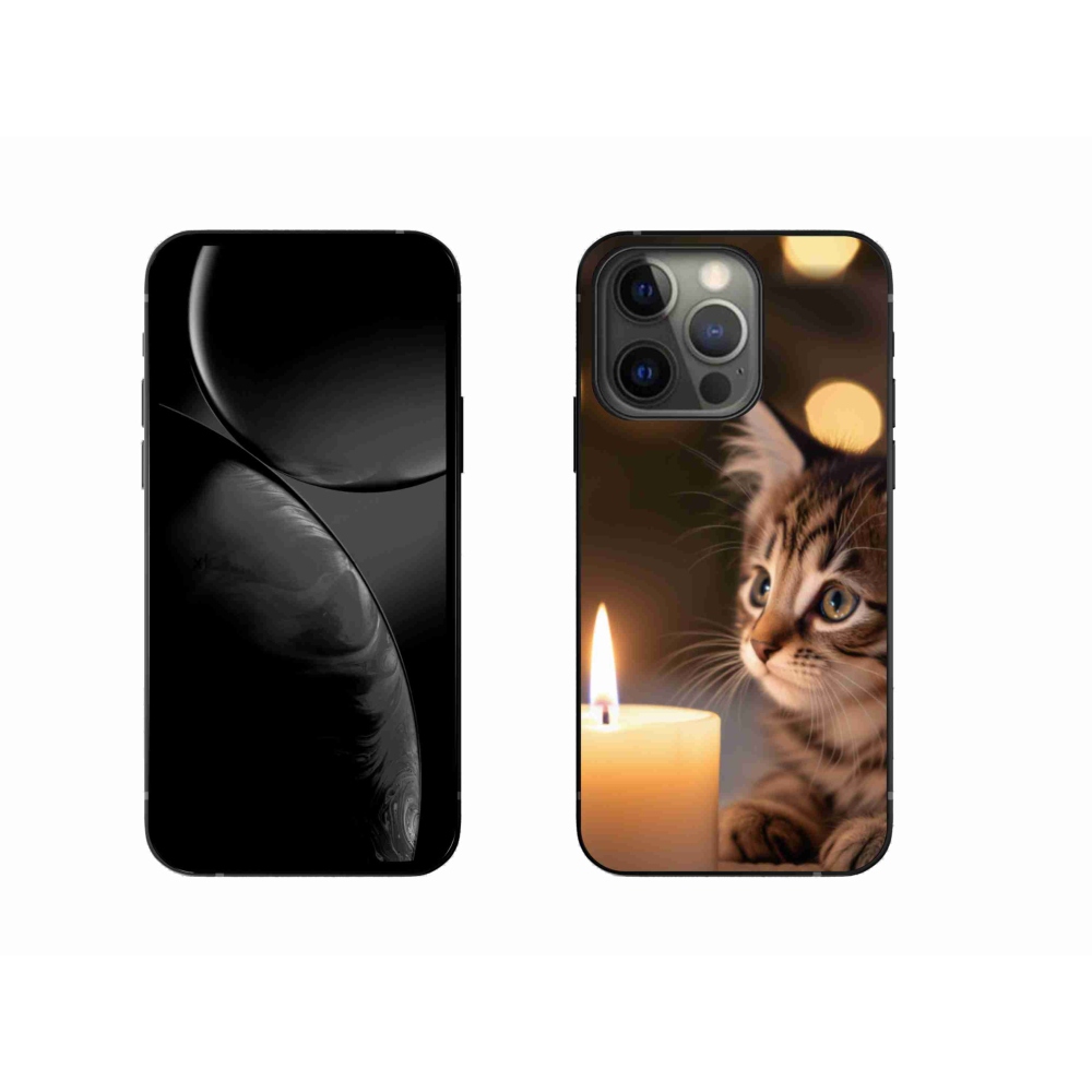 Gélový kryt mmCase na iPhone 13 Pro - mačiatko a sviečka