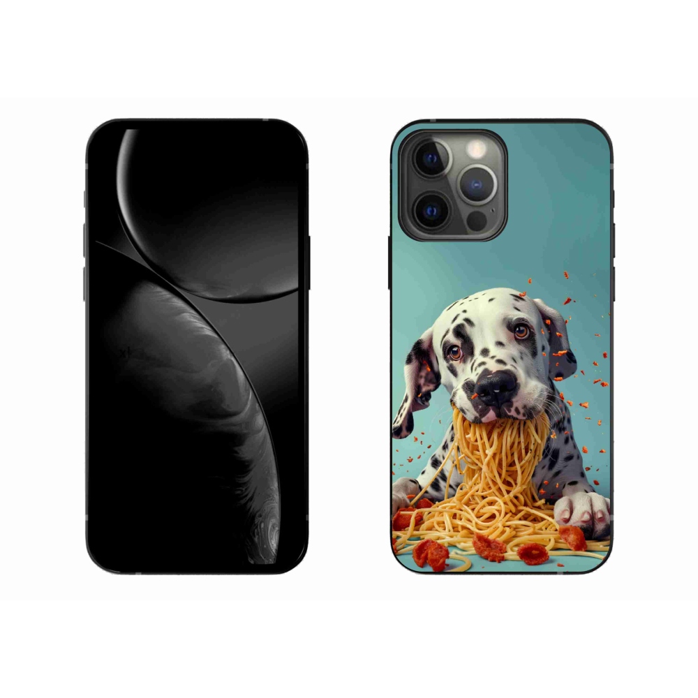 Gélový kryt mmCase na iPhone 13 Pro Max - dalmatín a špagety