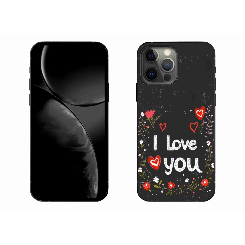 Gélový kryt mmCase na iPhone 13 Pre Max - I love you čierne pozadie