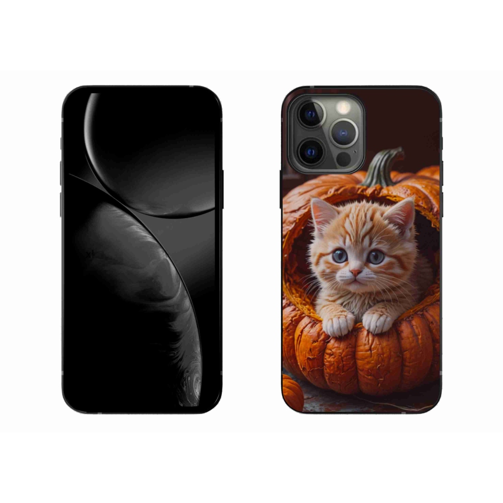Gélový kryt mmCase na iPhone 13 Pro Max - mačiatko a tekvica 2