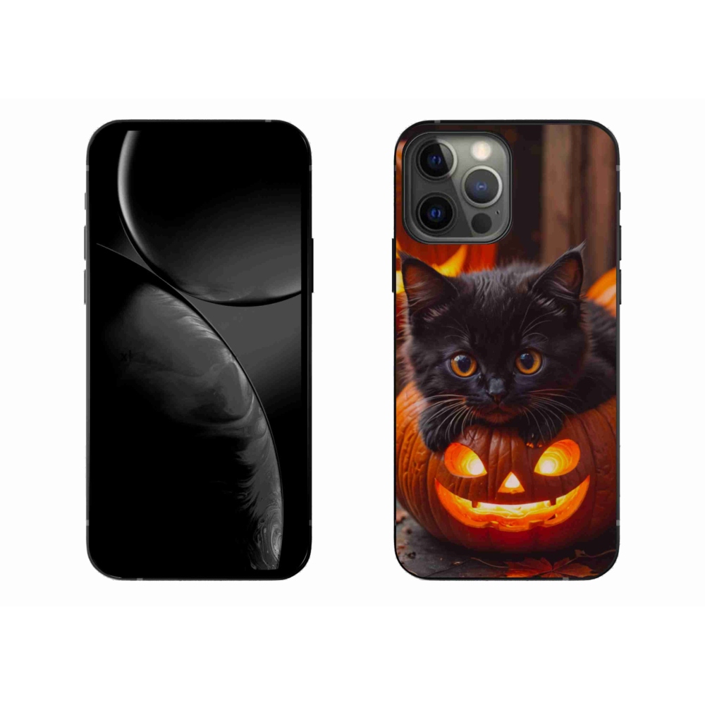 Gélový kryt mmCase na iPhone 13 Pro Max - mačiatko a tekvica