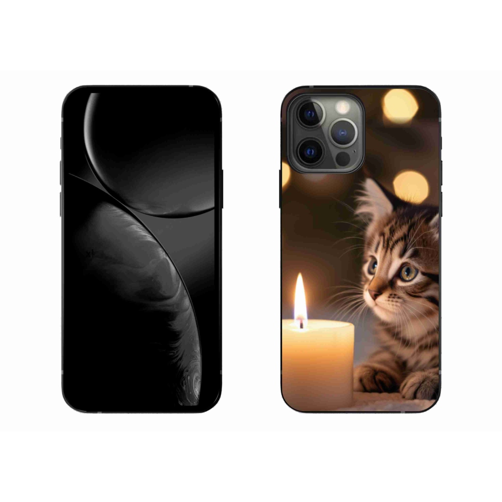 Gélový kryt mmCase na iPhone 13 Pro Max - mačiatko a sviečka