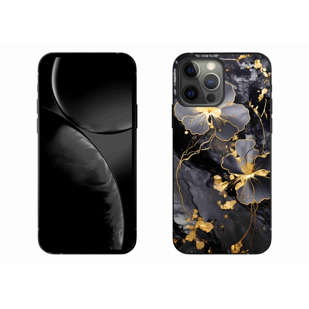 Gélový kryt mmCase na iPhone 13 Pro Max - zlaté kvety