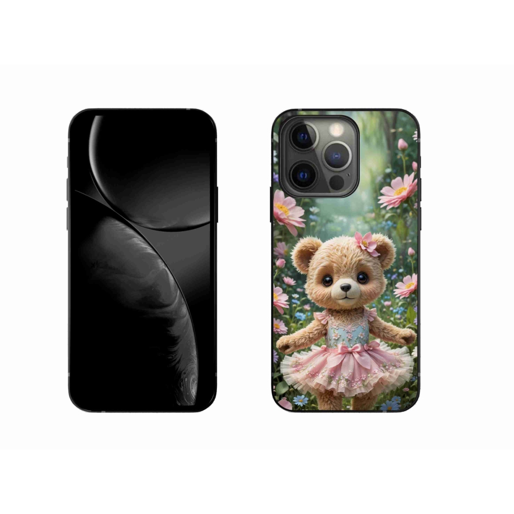 Gélový kryt mmCase na iPhone 13 Pro - roztomilý medvedík v kvetoch
