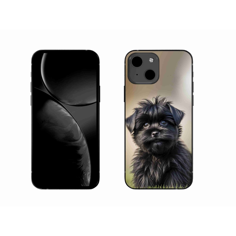 Gélový kryt mmCase na iPhone 13 - roztomilý čierny psík