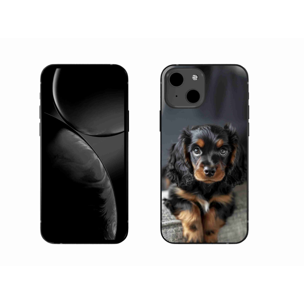Gélový kryt mmCase na iPhone 13 - roztomilý dlhosrstý jazvečík