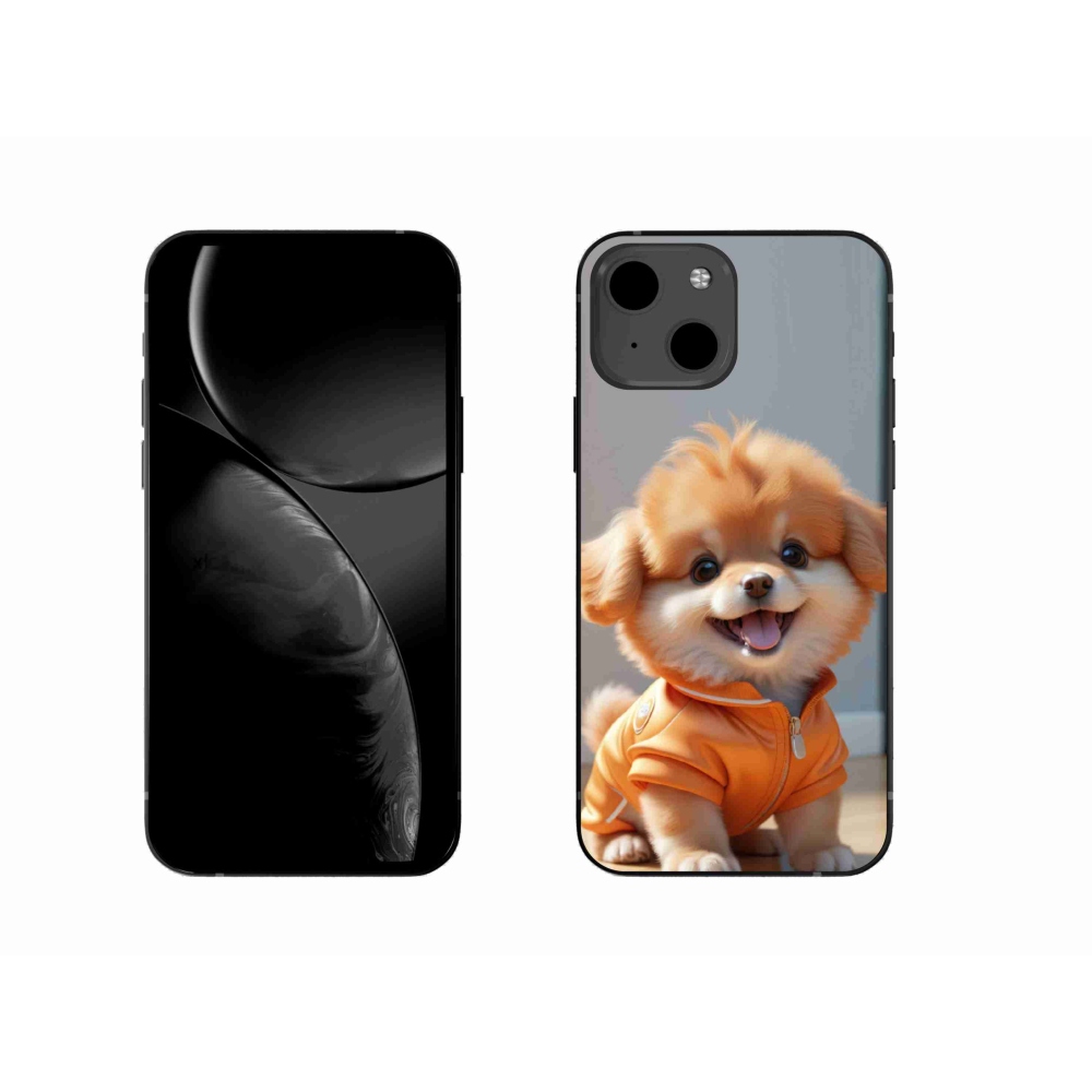 Gélový kryt mmCase na iPhone 13 - roztomilý pomeranian v mikine