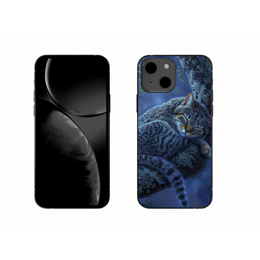 Gélový kryt mmCase na iPhone 13 - spiaca mačka