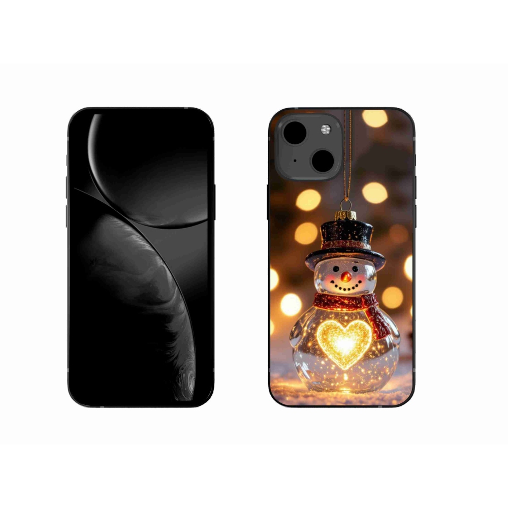 Gélový kryt mmCase na iPhone 13 - svietiaci vianočný snehuliak