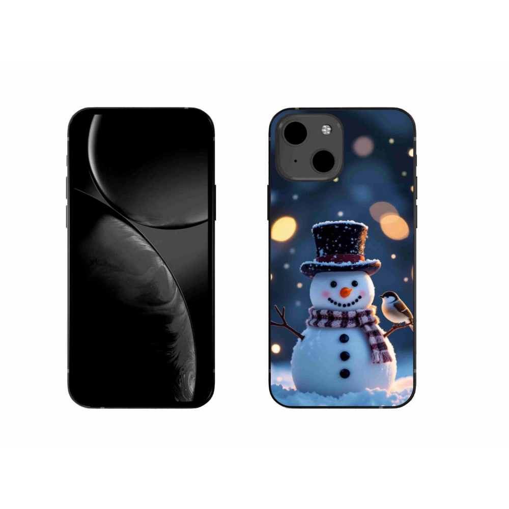Gélový kryt mmCase na iPhone 13 - vianočný snehuliak