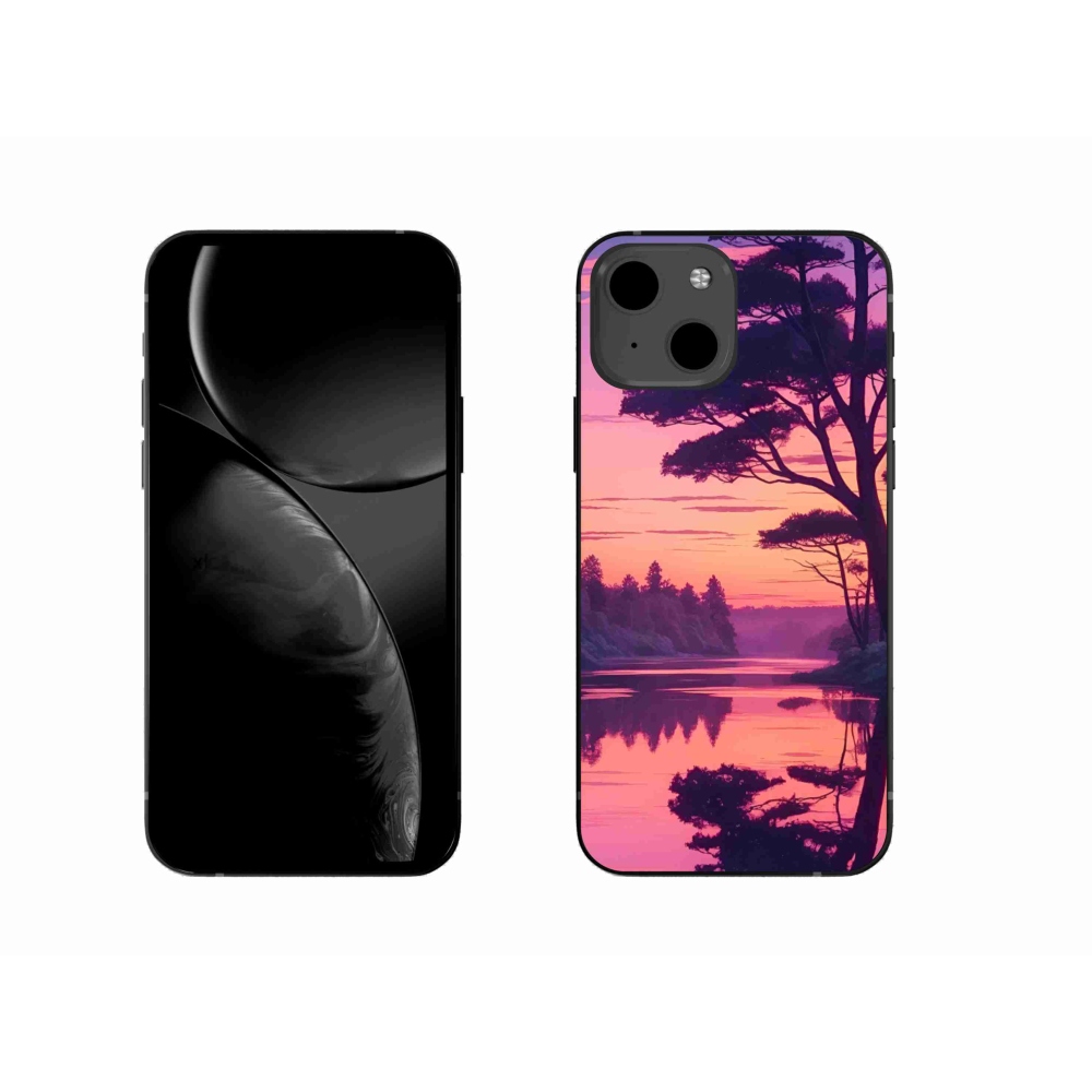 Gélový kryt mmCase na iPhone 13 - západ slnka nad jazerom