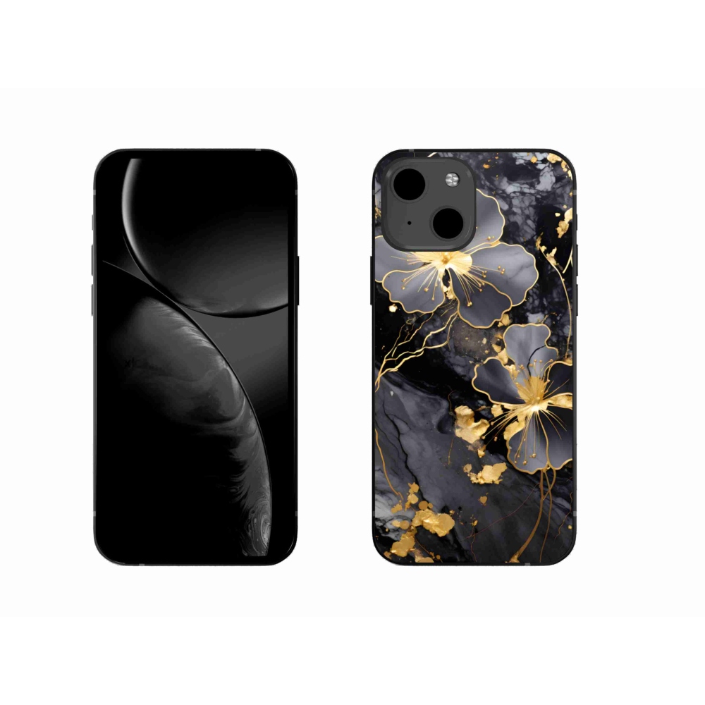 Gélový kryt mmCase na iPhone 13 - zlaté kvety