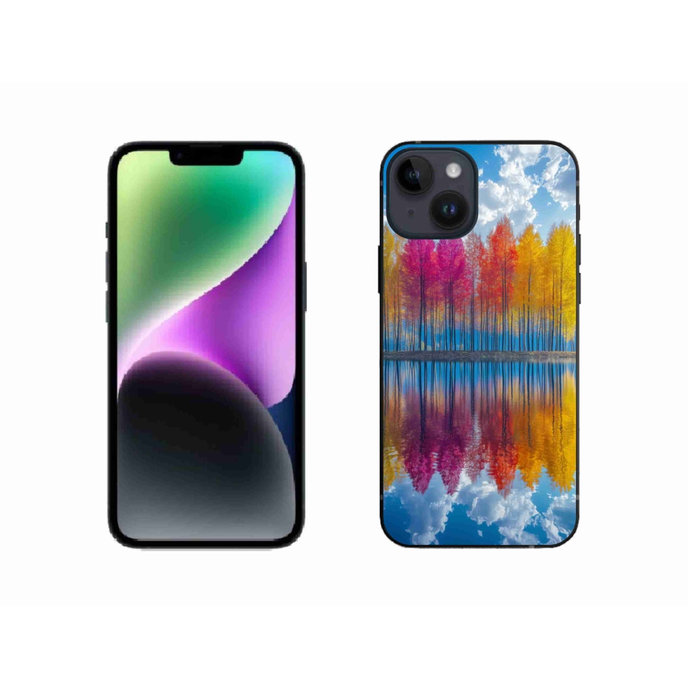 Gélový kryt mmCase na iPhone 14 - farebné stromy