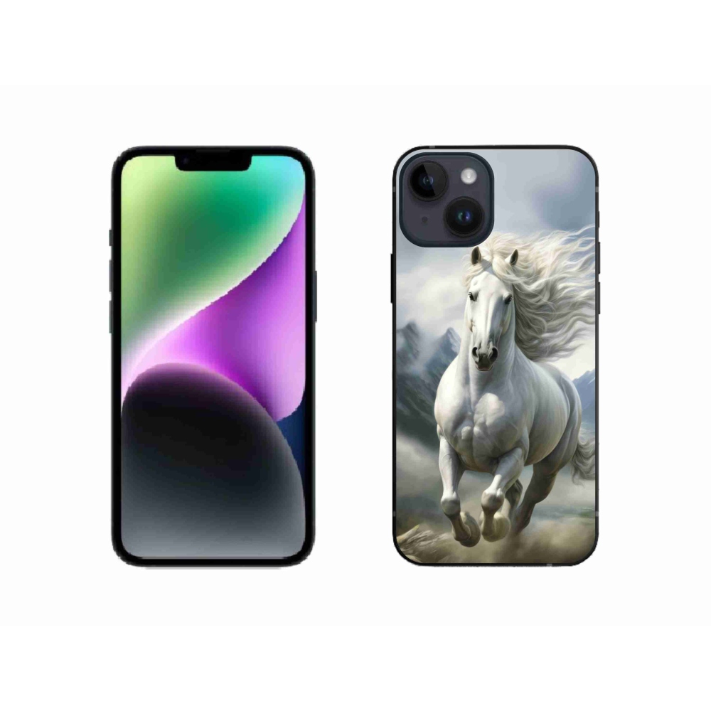 Gélový kryt mmCase na iPhone 14 - bežiaci biely kôň 3
