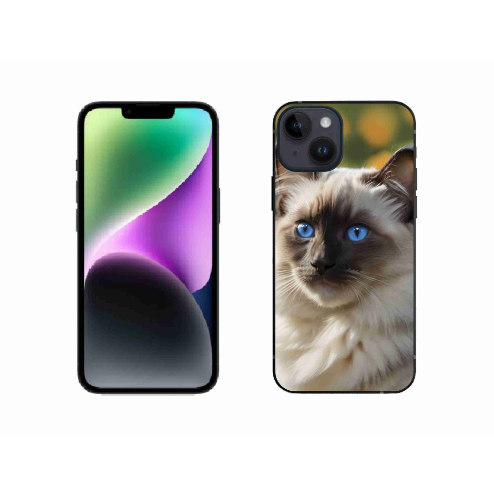 Gélový kryt mmCase na iPhone 14 - biely ragdoll