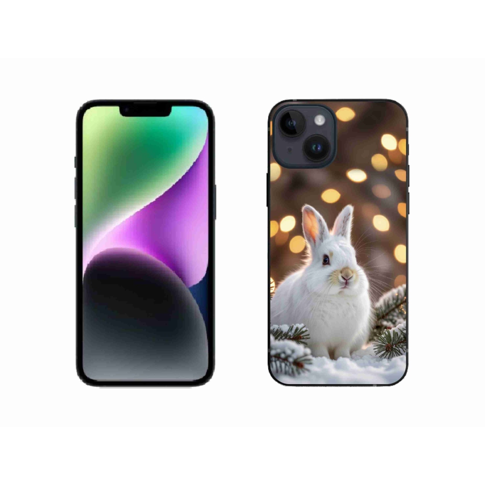 Gélový kryt mmCase na iPhone 14 - biely zajac